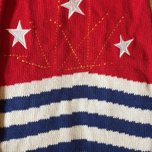 Vintage QUACKER FACTORY Size Large 4th Of July America USA Cardigan Cotton Ramie - Picture 8 of 13